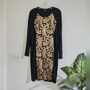 🔥"Karen Kane" Elegant Black and Gold Dress, size XL.